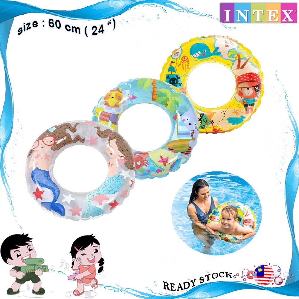 INTEX Inflatable Float Cartoon Transparent Swimming Pool Rings For Kids ...
