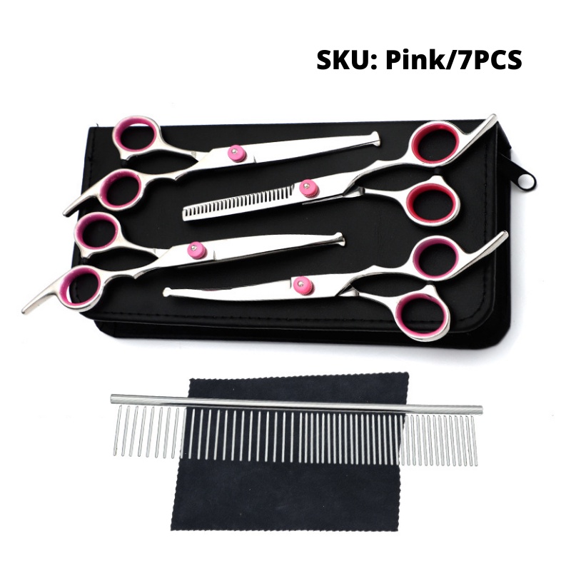 [SG] 7PCS 5PCS Dog Scissors Pet Grooming Scissors Set with Safety Round