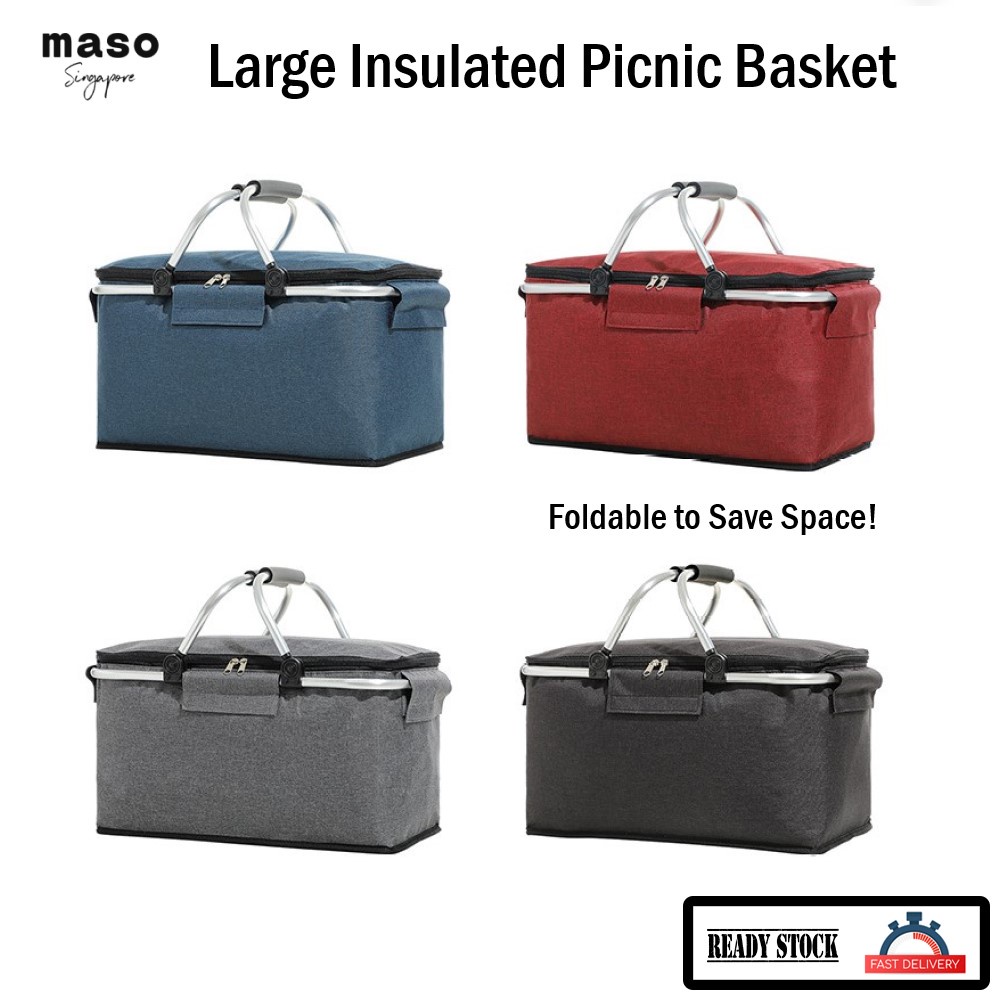 [SG Seller] Picnic Basket Large Capacity Insulated Aluminum Frame