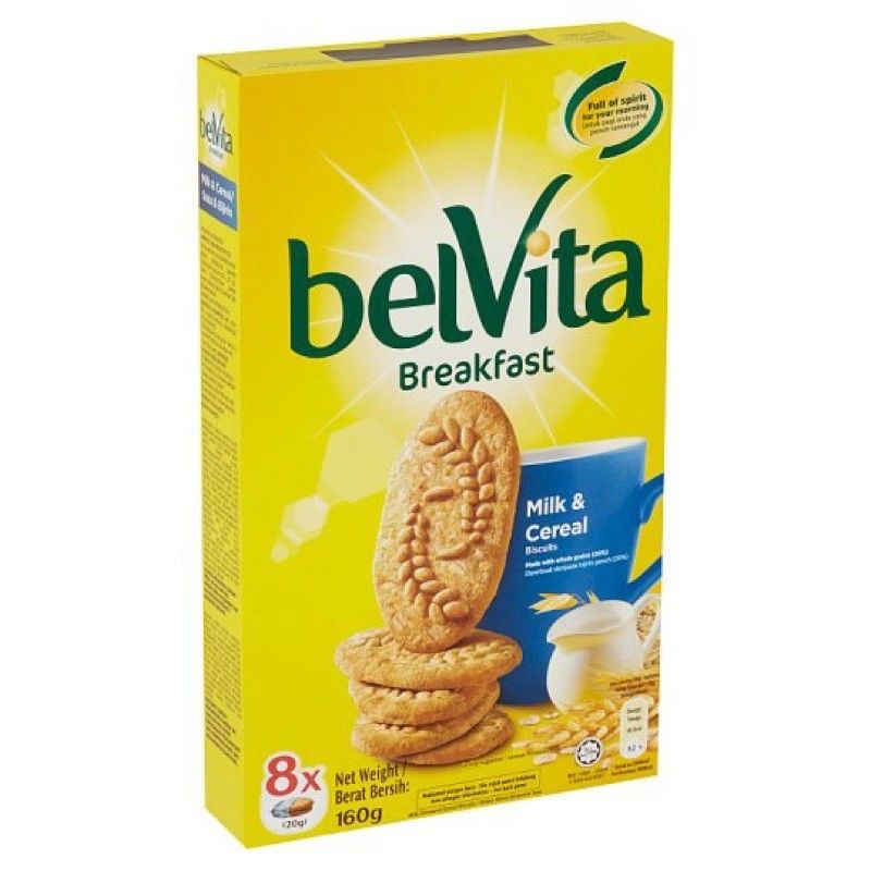 Belvita Breakfast Milk & Cereal Biscuits 8 x 20g (160g) Shopee Singapore