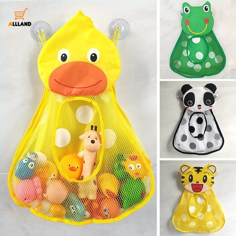 1Pcs Baby Shower Toy Storage Bag/ Duck Small Frog Bath Toys Net Organizer/ Non-marking Suction Cup Hanging Bag