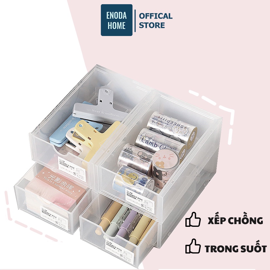Enoda Home Super Convenient Stackable Desktop Mini Transparent Drawer ...