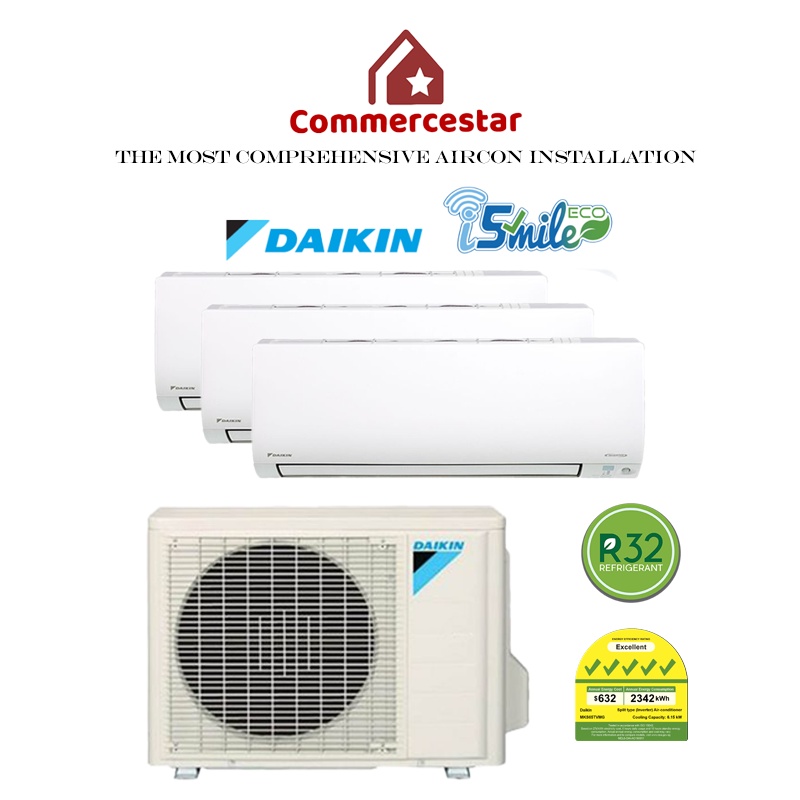 DAIKIN SYSTEM 3 ISMILE ECO SERIES R32 (INSTALLATION INCLUDED FREE ...