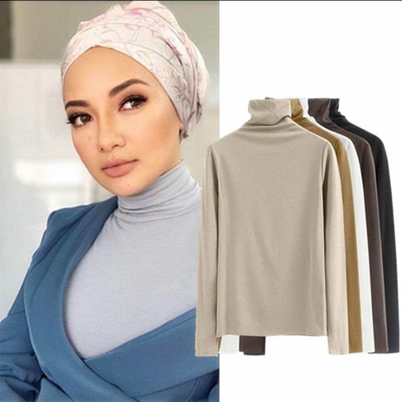 Muslim Turtle Neck Inner Blouse Muslimah Tebal Baju High Neck Long Sleeve Tops Shopee Singapore