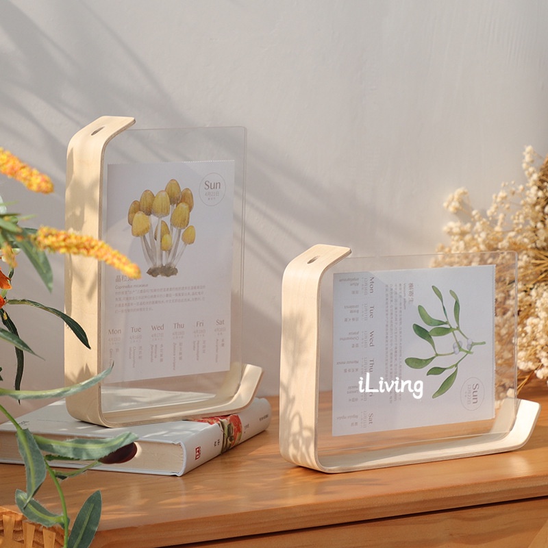 【iLiving】Creative Log-colored Acrylic Album Plant Dried Flower Photo Frame 6 Inch Nordic Ins Style Desk Home Decoration