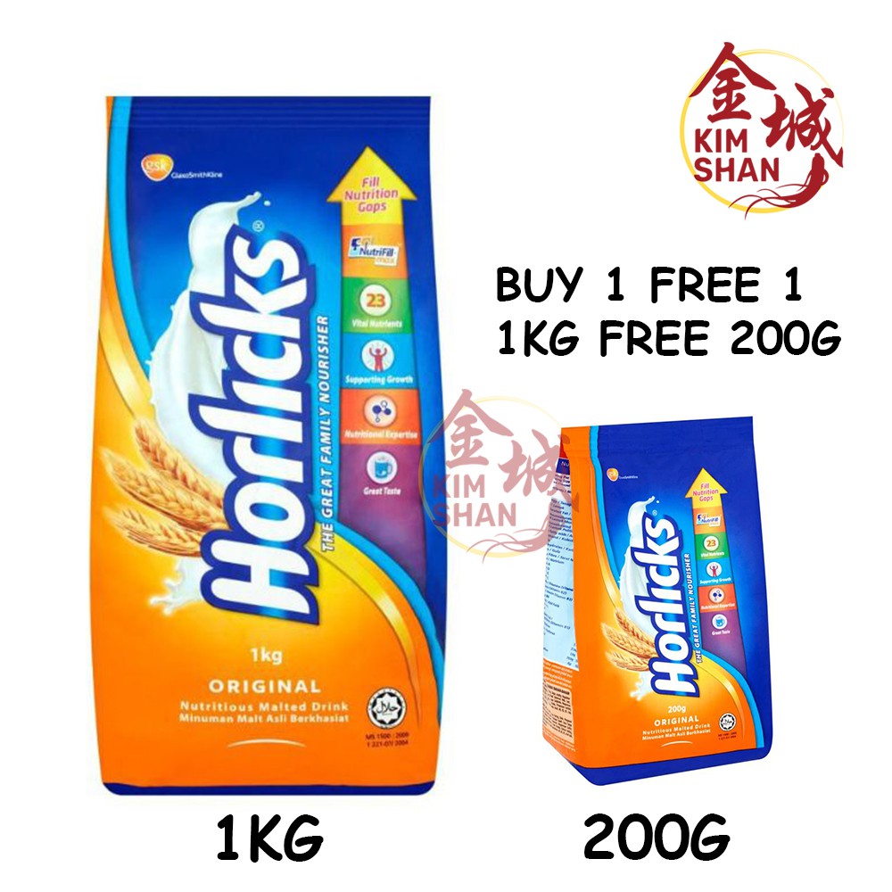 BUY 1 FREE 1 Horlicks Nutritious Malted Drink (1KG 200G) Shopee Singapore
