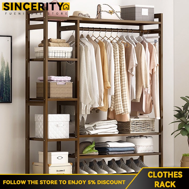 Simple Clothes Rack Household Floor-Standing Solid Wood Coat Rack ...