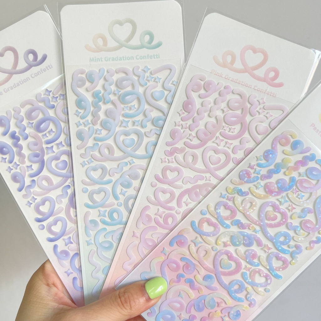 GaLiCiCi Sticker Korean Ins Ribbon Laser Sticker/gradient Love Ribbon ...