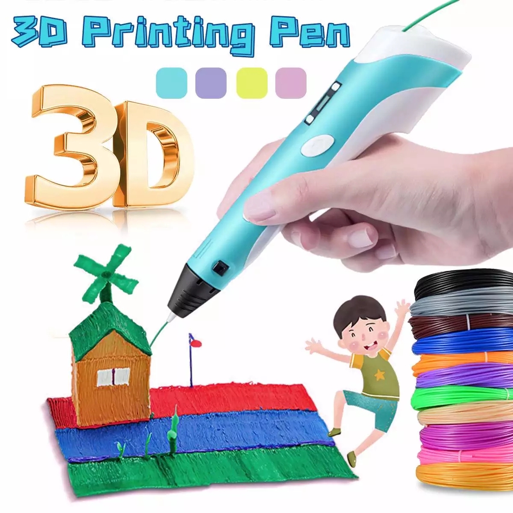 HDY 3D Pen Toys Kids Digital Intelligent 3D Printing Pen High Temperature DIY Print Drawing Pens Graffiti with Printing Supplies PLA Filament Painting Doodle Arts & Crafts 儿童3D打印笔 Children USB Cable D