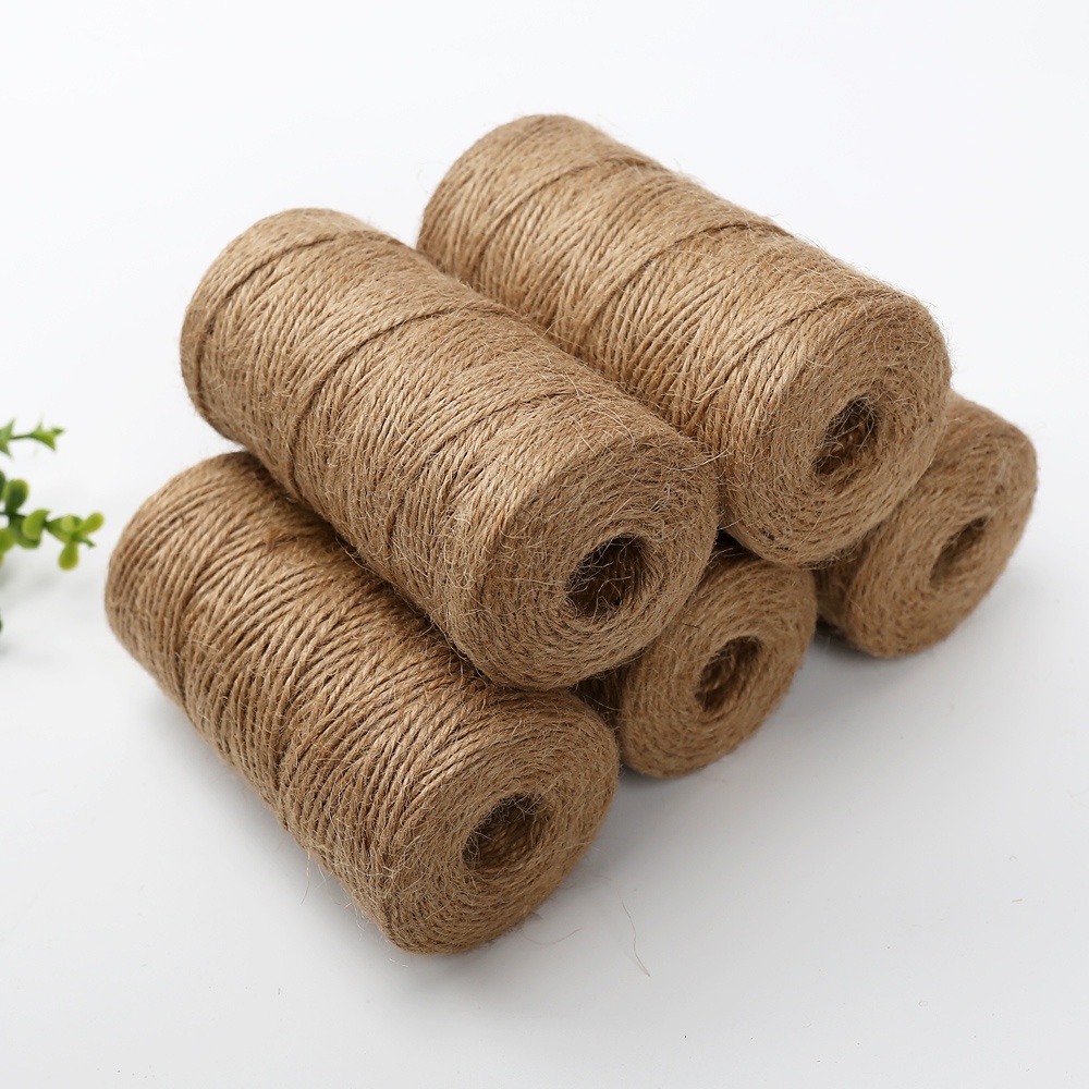 100M Natural Brown Jute Hemp Rope Twine String Cord Craft Making DIY Shabby  Style Rustic Craft String High quality twinerope hantaran bola jute tali