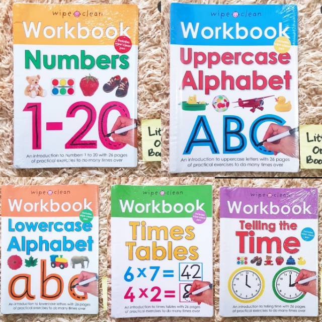 Wipe clean workbook: numbers / alphabet / telling the time / times ...