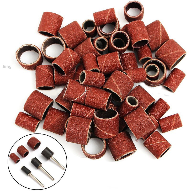 limy 60pcs Drum Sanding Bands +3pcs 1/2 3/8 1/4" Mandrels Fit Dremel