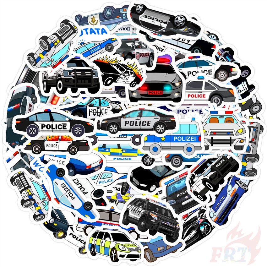 50Pcs/Set Police Car Series 01 Stickers DIY Fashion Waterproof Decals ...