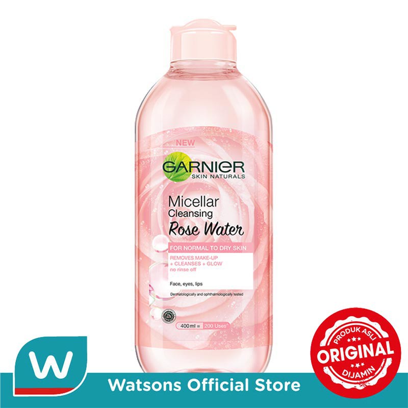 Garnier Micellar Rose Water Clean & Glow Skin Care - 400 ml (Pembersih Wajah Untuk Kulit Glowing)