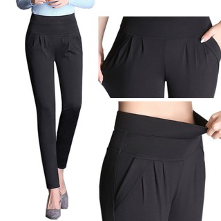 Plus Size Fashion Women's Casual Mid Waist Long Trousers Office Work Pants