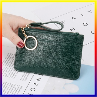 Unisex PU Leather Small Wallet Card Key Holder Zip Solid Coin Purse Clutch  Bag