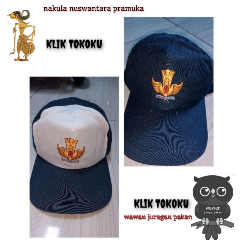 SMP HAT, BLUE WHITE AND BLUE ALL TUT WURI EMBROIDERY | Shopee Singapore