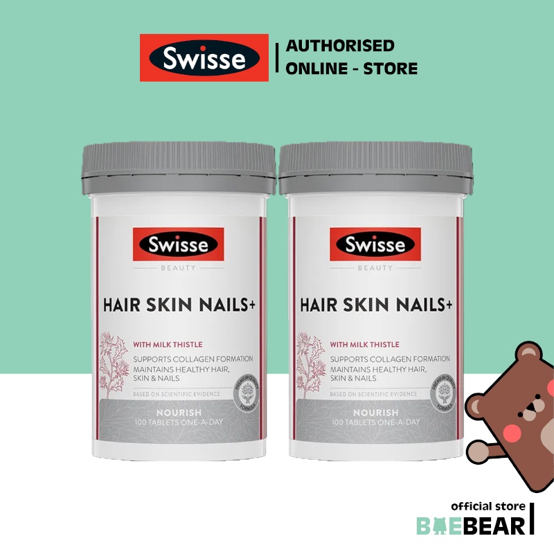 (Brand Authorised) TWIN PACK - SWISSE HAIR SKIN NAILS 100 TABLETS [BaeBear.sg]