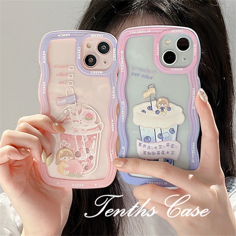 Redmi 12C 10C 10A 10 9 9A 9C 9T Note 12 11 Pro+ 11s 11 10s 10 9s 9 8 Pro Xiaomi Poco X4Pro X3 Pro X3NFC M3 M4 F3 Mi 11 Lite 10TPro Milk Tea Wave Pattern Phone Case Soft Clear Cover
