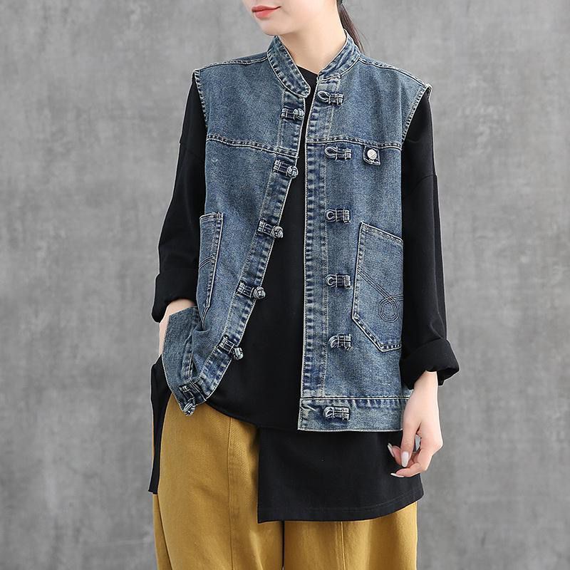 Women Summer Vintage Denim O-Neck Vest Dress main image 0