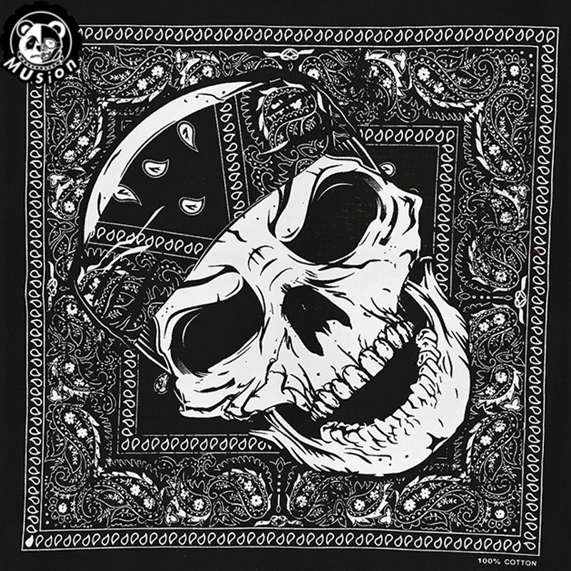100% Cotton Skull Bandana Fashion Hip Hop Square Scarf 55cm*55cm