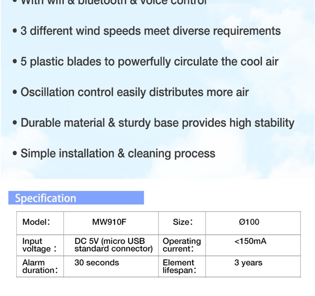 Aerogaz/Mowe MW910F 16" Smart Stand Fan wifi with IMDA