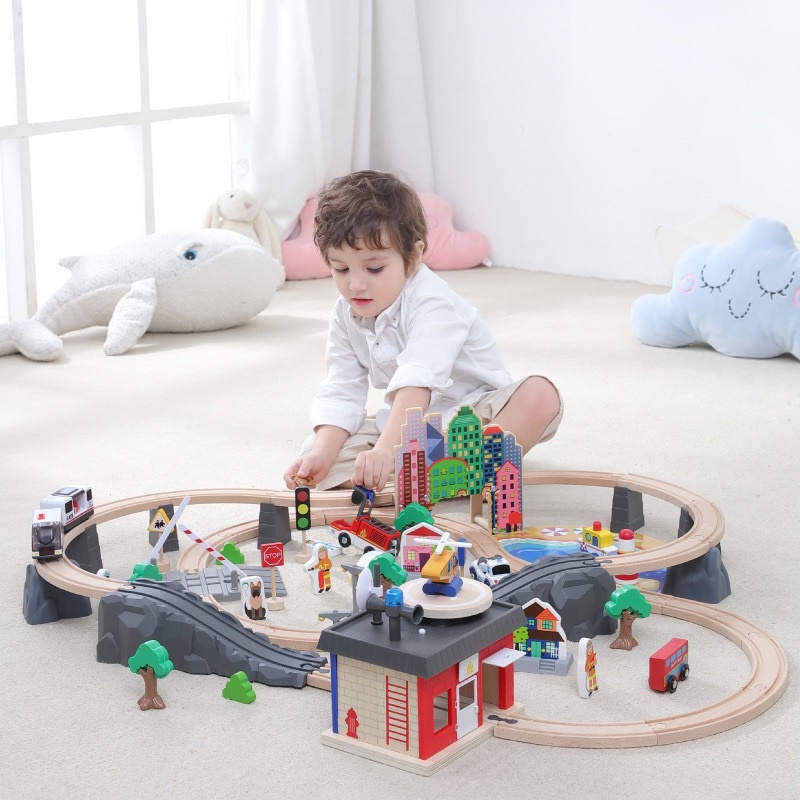 [Local Seller] Wooden Train and Railway Set/Wooden Police and Fire ...