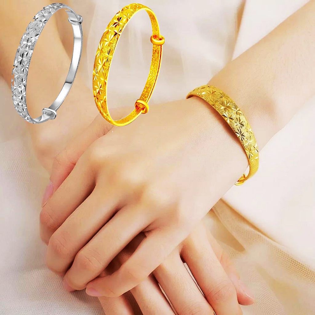 24K Gold-plated Women's Bracelet Gypsophila Bangle  Openable Caved Gold Bangles Fashion Jewelry Gift