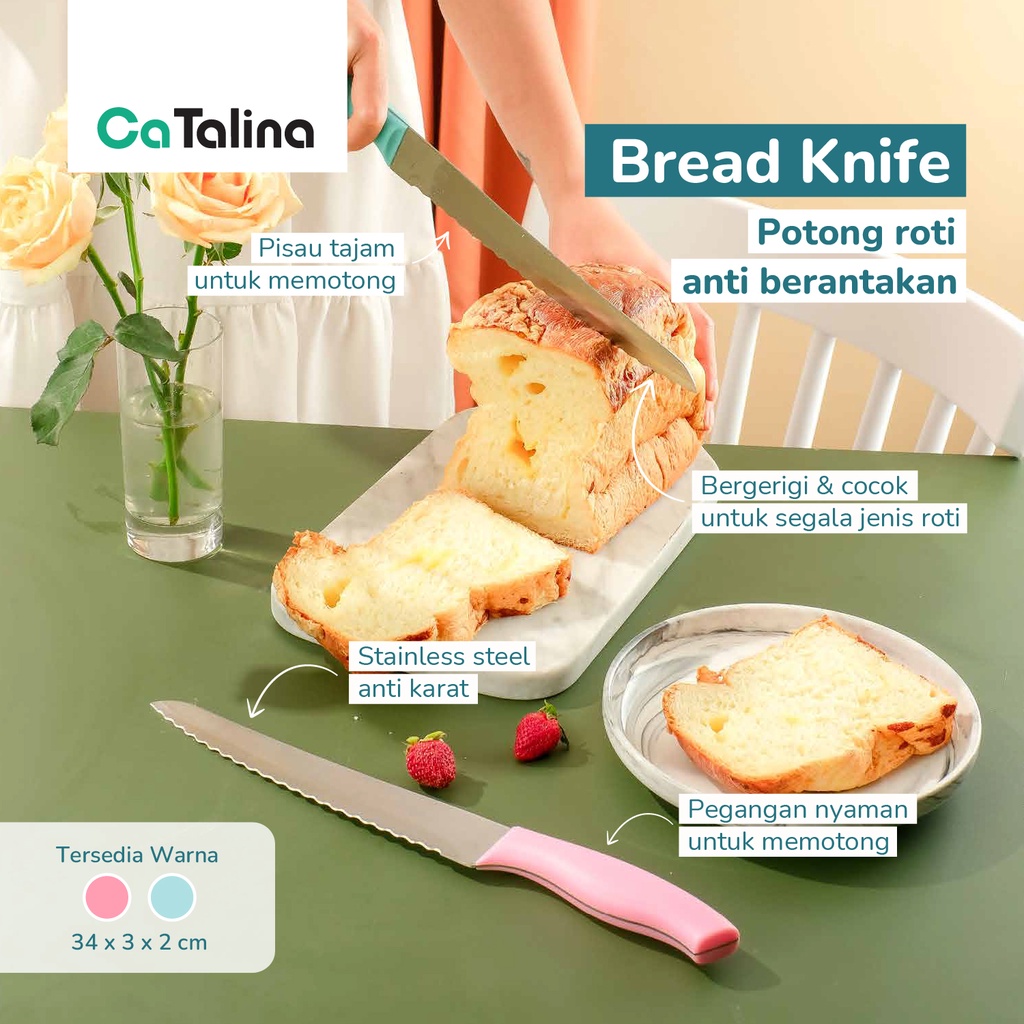 Pisau Roti Kue Cake Stainless Super Tajam - Gambar 3