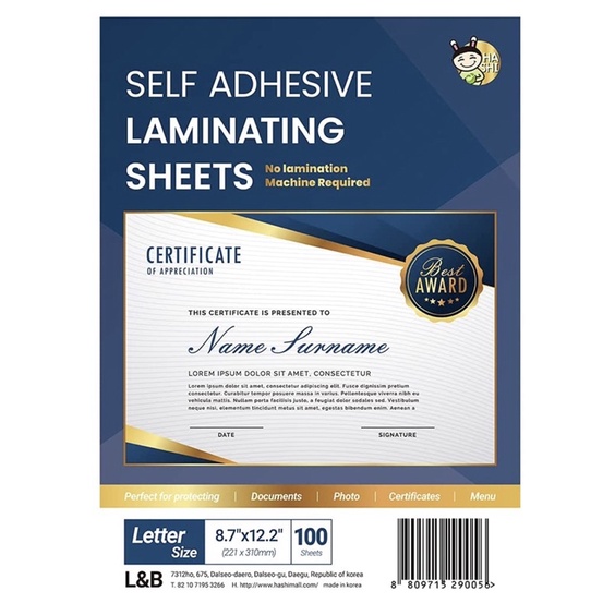 SelfAdhesive Laminating Sheets, No Machine Needed, Letter Size Shopee Singapore