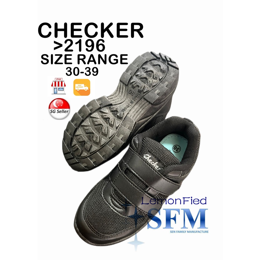 Checker 2196 Size 30 39 School Shoes Black PVC Sneakers SG