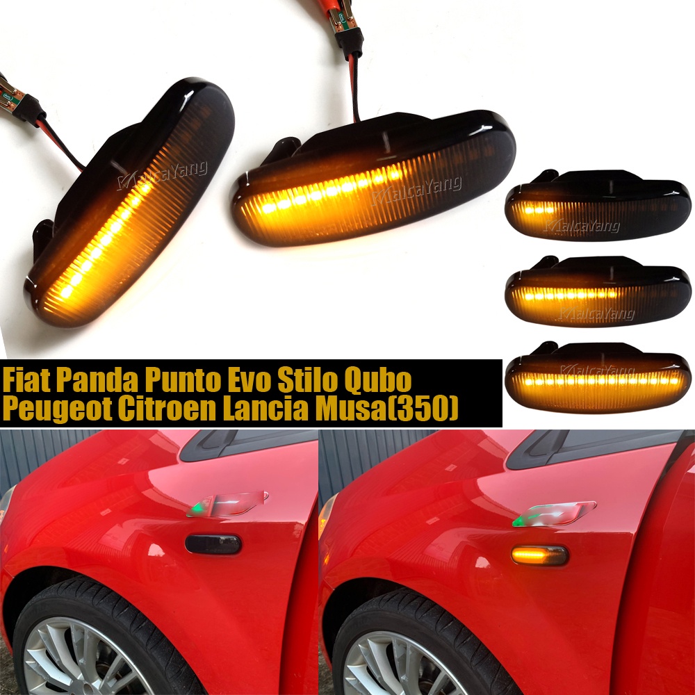 2Pcs Dynamic Amber Side Marker For Fiat Stilo Panda 169 199 Grande Punto  199 Doblo LED Turn Signal Mirror Light