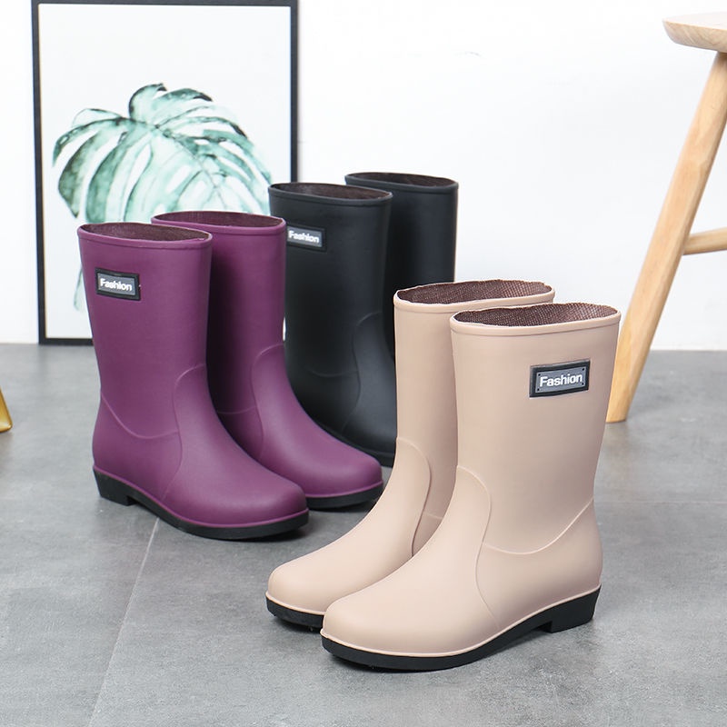 Enoughome New Style Mid-Tube Waterproof Rain Boots Ladies Adult Fashion ...