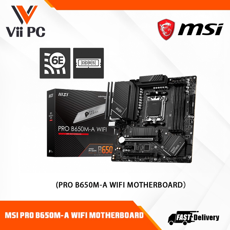 MSI PRO B650M-A WIFI DDR5 2.5G LAN With Wi-Fi 6E AMD B650 MATX AM5 B650 ...