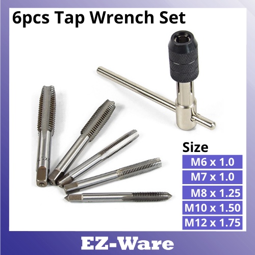 6Pcs Tap Wrench Set M6 M7 M8 M10 M12 Metric Screw Tap T-Shaped Wrench ...