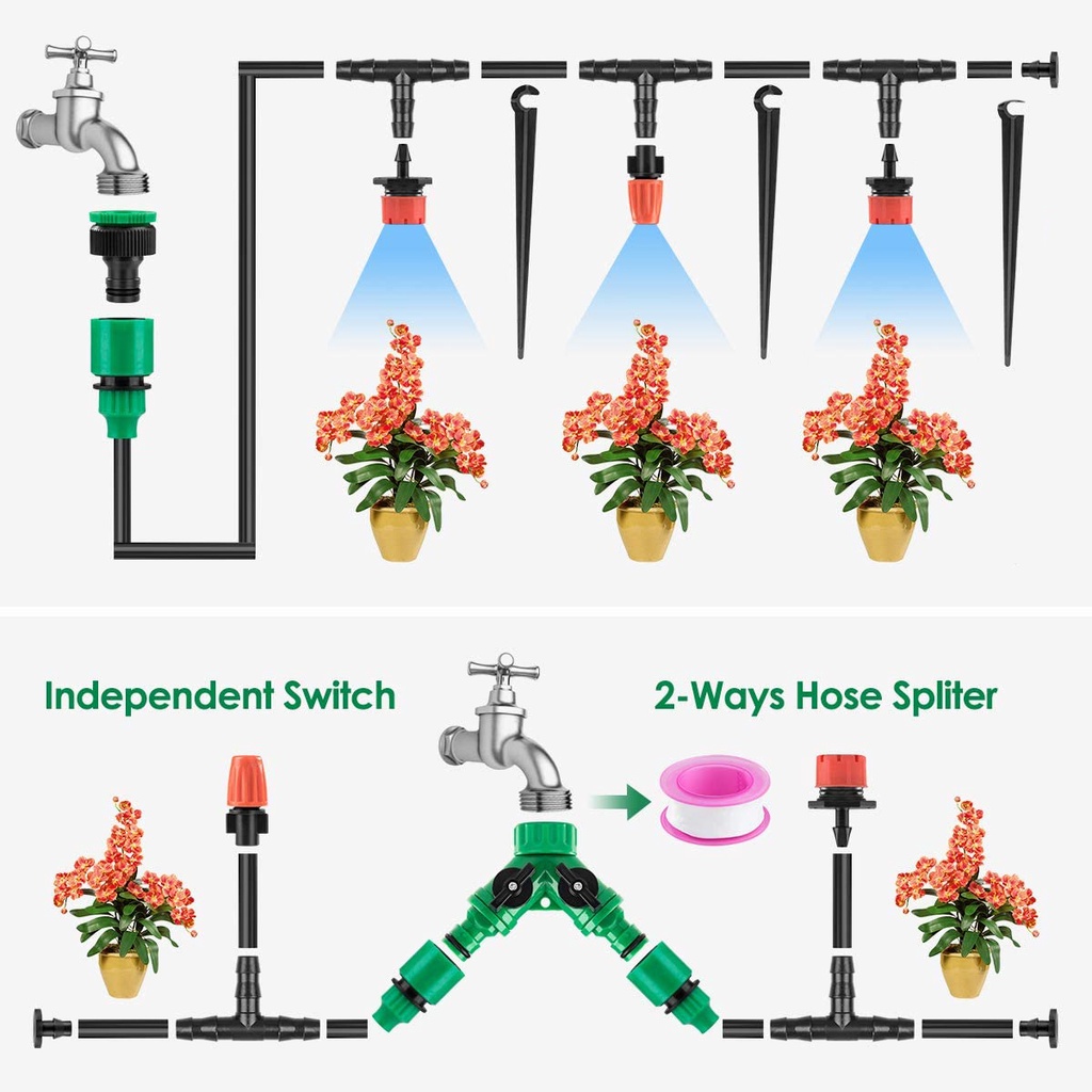 DIY Garden Micro Drip Irrigation System Plant Flower Watering Kit with ...