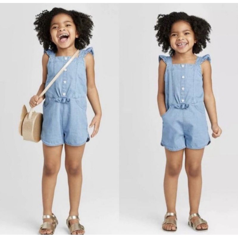 Cat and jack denim romper best sale