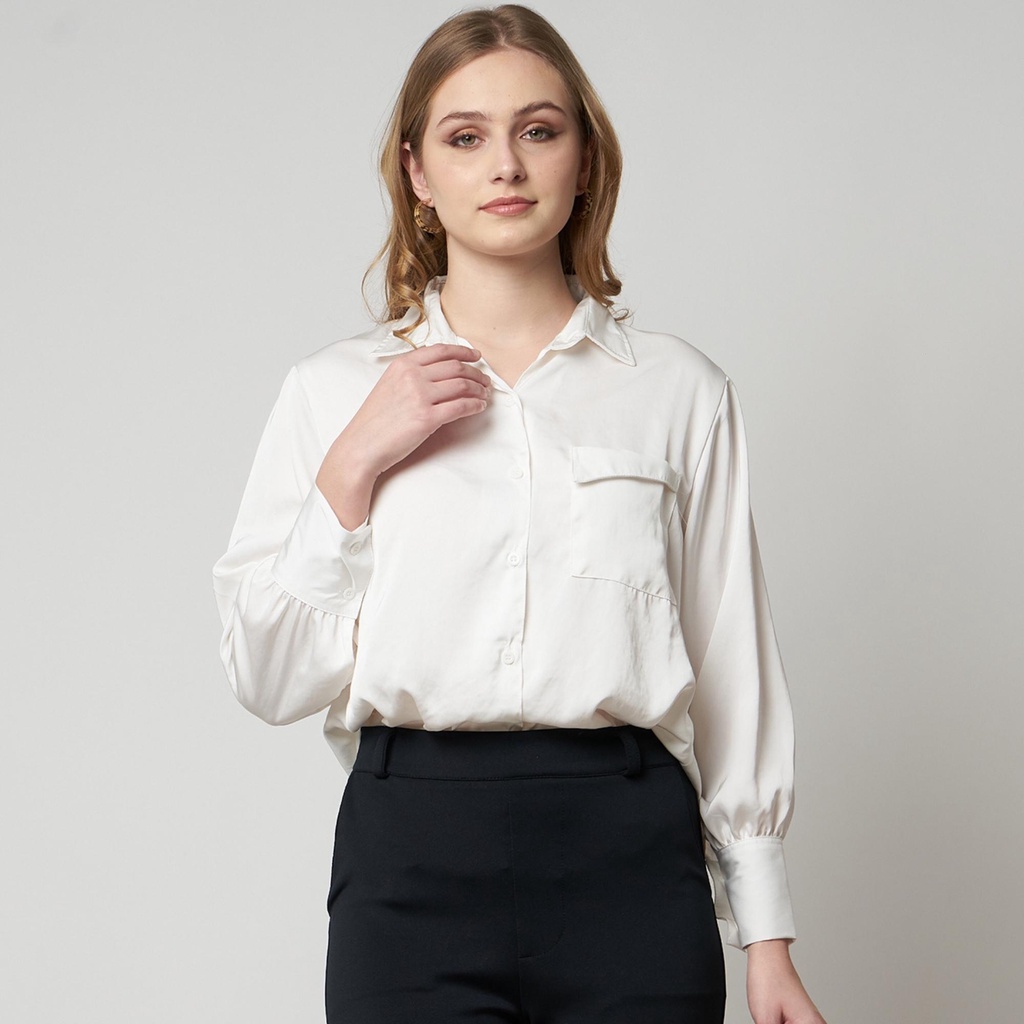Monellina 601252 Kemeja Satin Wanita Lengan Panjang - Gambar 3
