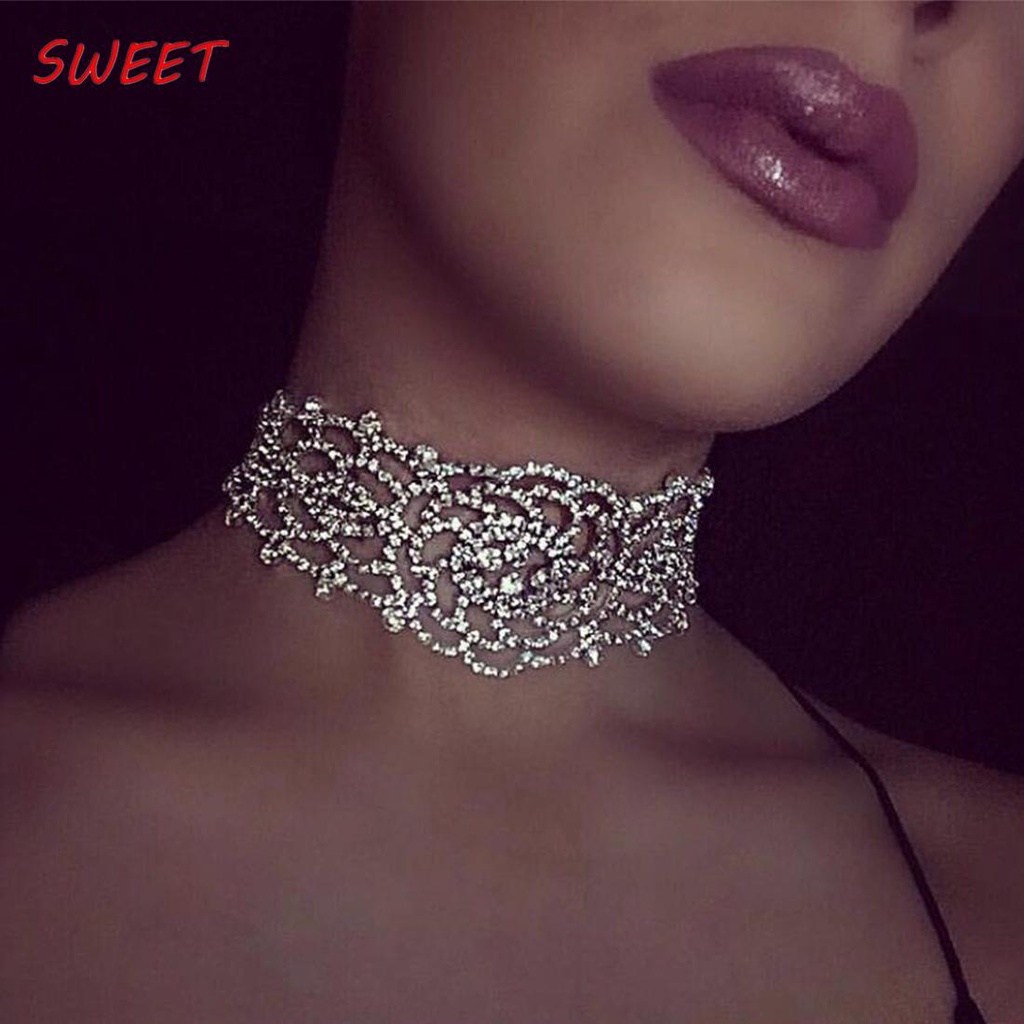 SWEET Luxury Full Diamond Pendant Chain Necklace Crystal