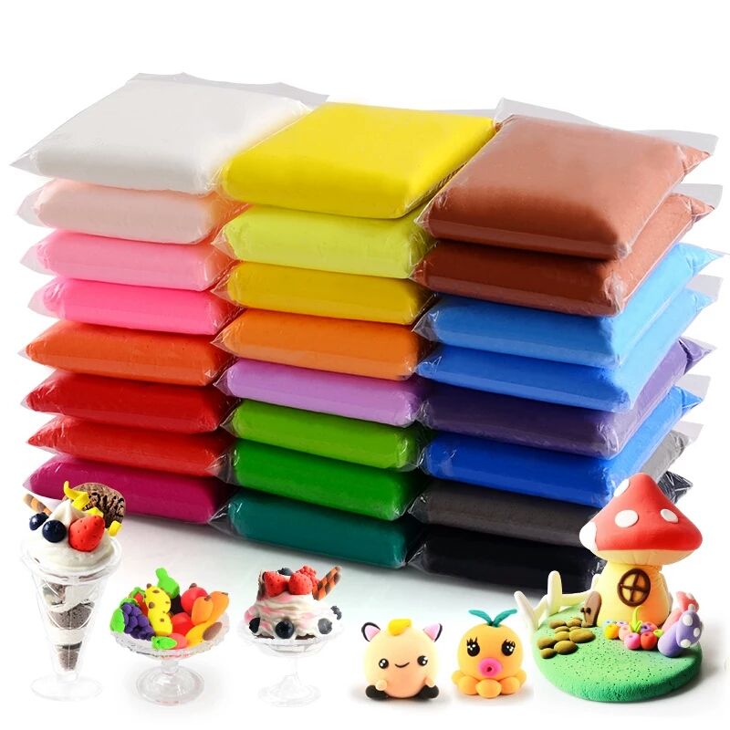 Non toxic Super Soft Light Air Dry Clay Polymer Plasticine Modelling Clay  (Colour Set of 12 / 24 / 36)