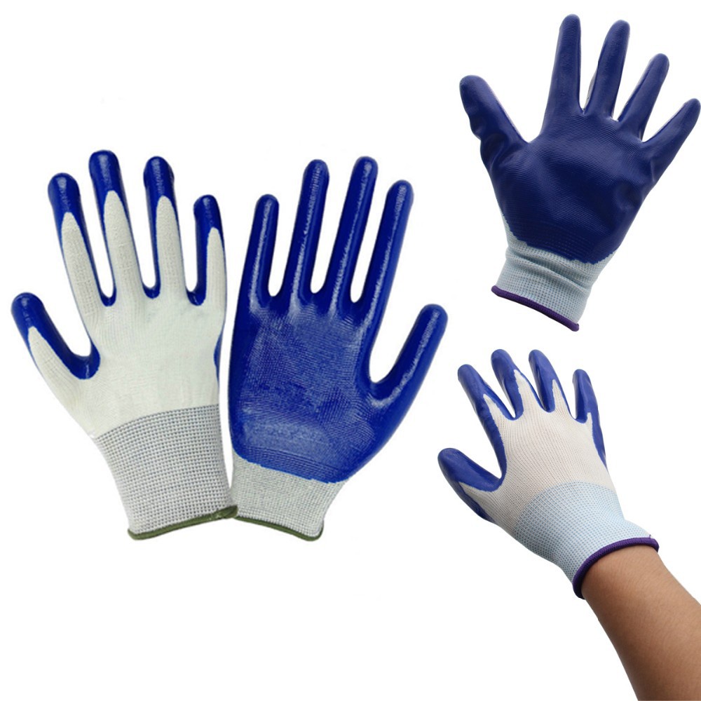 Highly Durable Anti-Slip Rubber Coated Gardening Gloves, Blue Hand ...