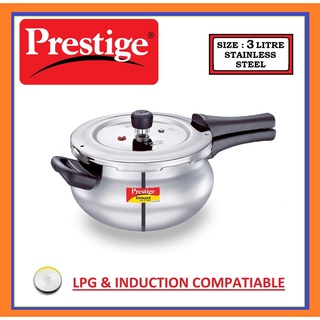 Prestige Deluxe Stainless Steel Mini Handi Pressure Cooker, 3.3-Liter