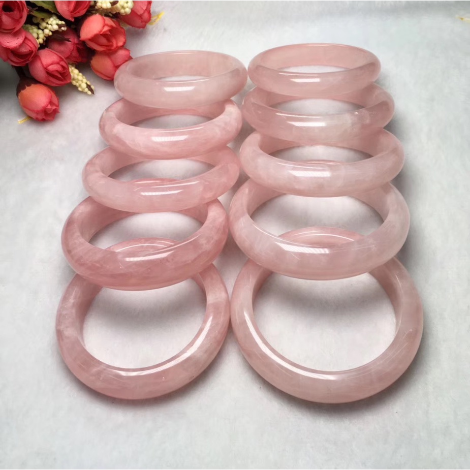 Precious Natural Pink deals Rose Quartz Crystal Gemstone Woman Lady Fashion Bangle Inner Diameter 60mm AAAAA