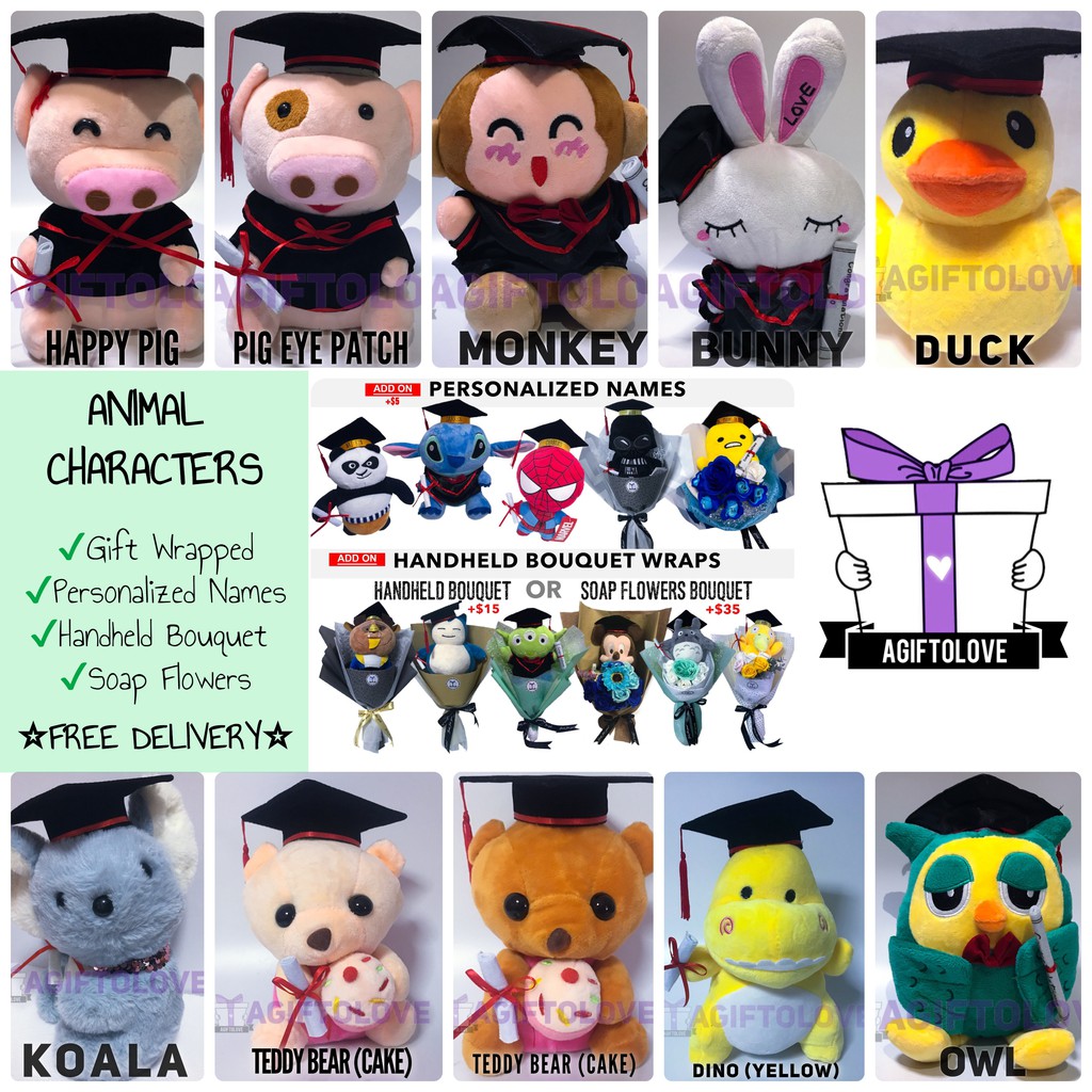 [INSTOCK] Animal Characters Graduation Plush | Shopee Singapore