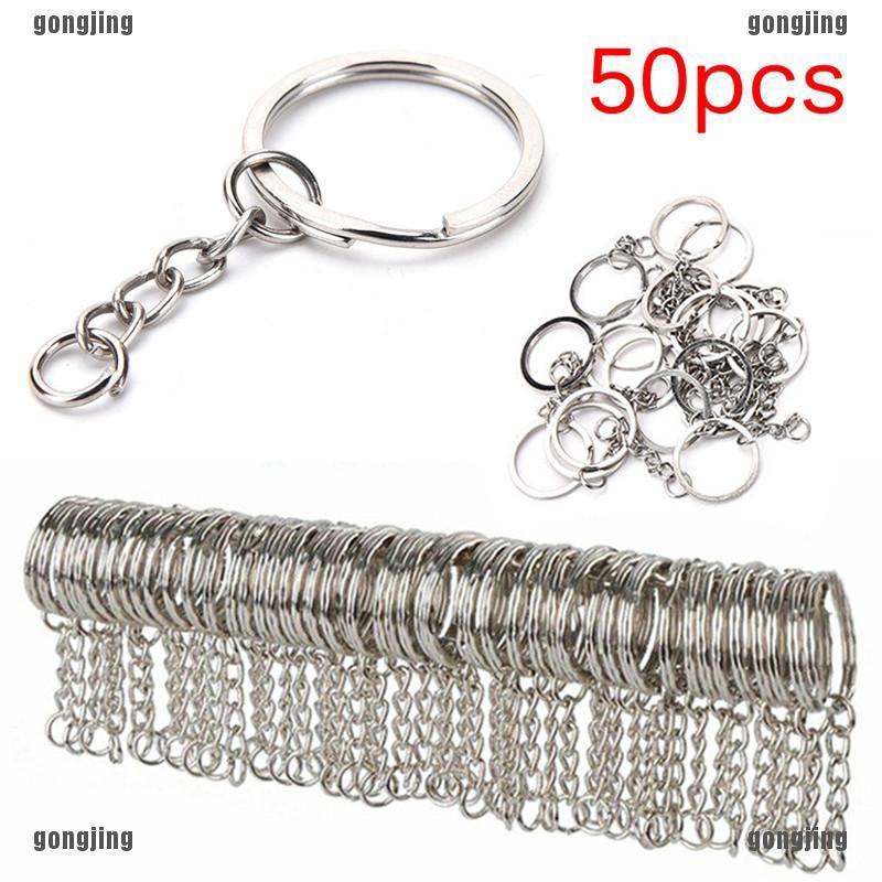 50PCS DIY Polished Silver Key Rings Key Chain Split Ring Short Jewelry ...
