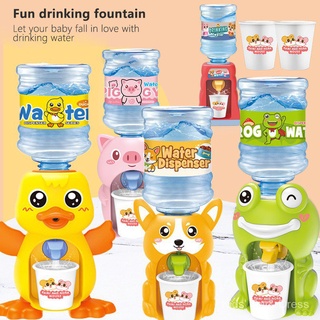 Mini Water Dispenser Children Gift Cute Cold/warm Water Juice Milk Dispenser  Simulation Cartoon Kitchen Toy (red Bear)