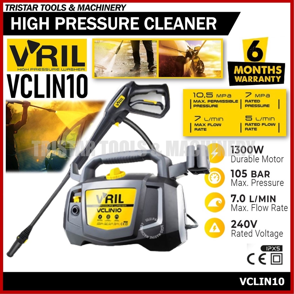 V'ril 1300W 105Bar Compact High Pressure Electric Washer Machine ...