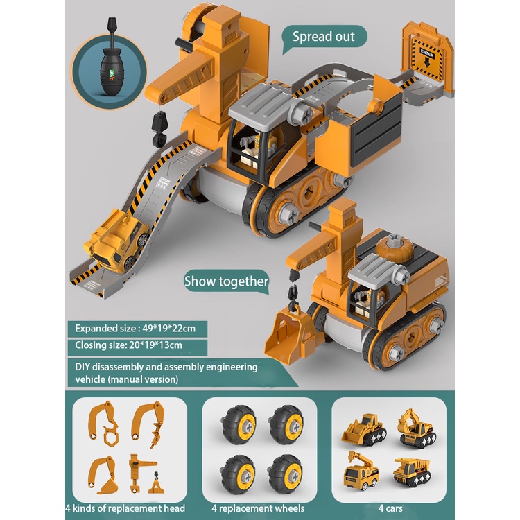 4 in 1Disassembly Engineering Vehicle Engineer Role Play Pretend Toy ...