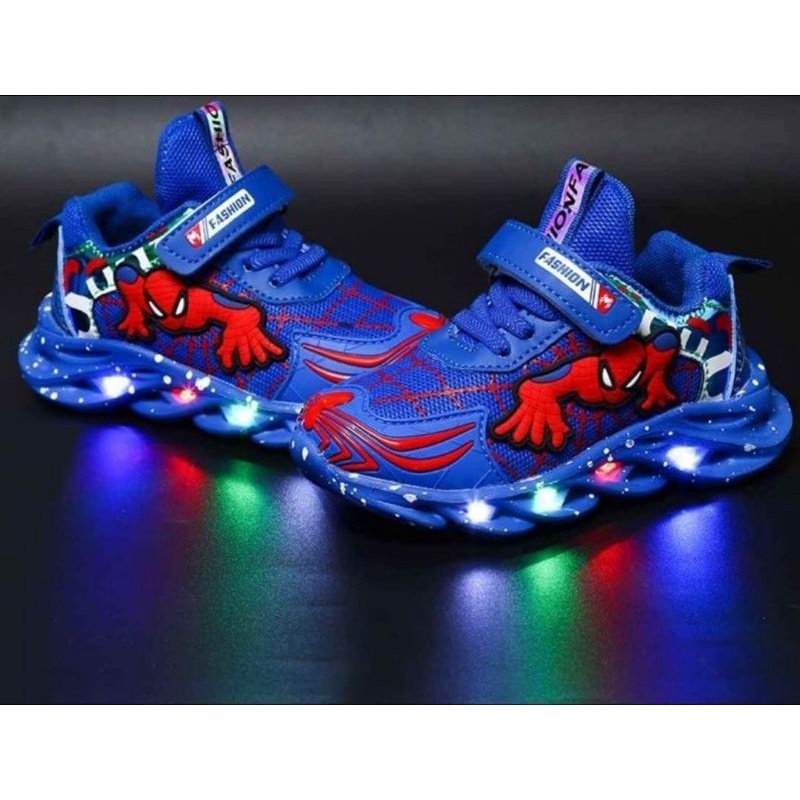 Spiderman shoes with store lights