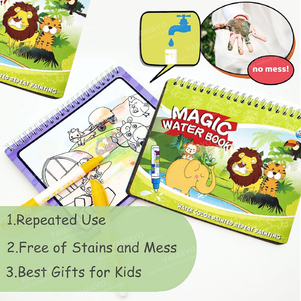 Reusable Magic Water Coloring Book Drawing Picture Graffiti Book ...